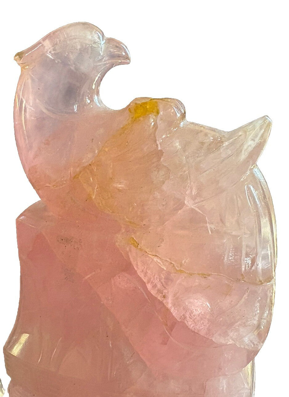Antique Vintage Rose Quarts Rooster Sculpture 13” tall 8” wide