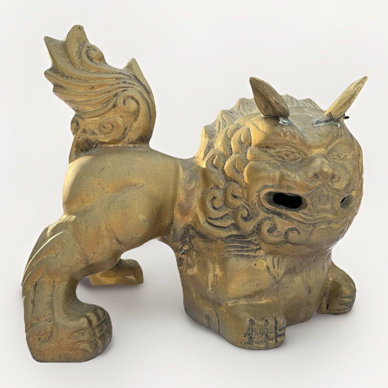 Vintage Brass FOO DOGS: Pair of Brass Foo Dog. 5”x 5”