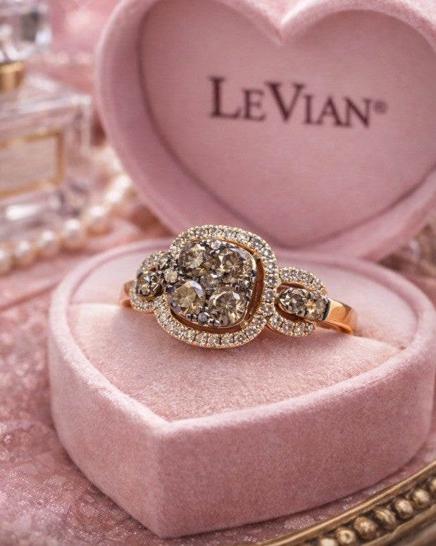Le Vian® Chocolate Diamond Halo Ring in 14K Rose Gold – Signature Couture Design