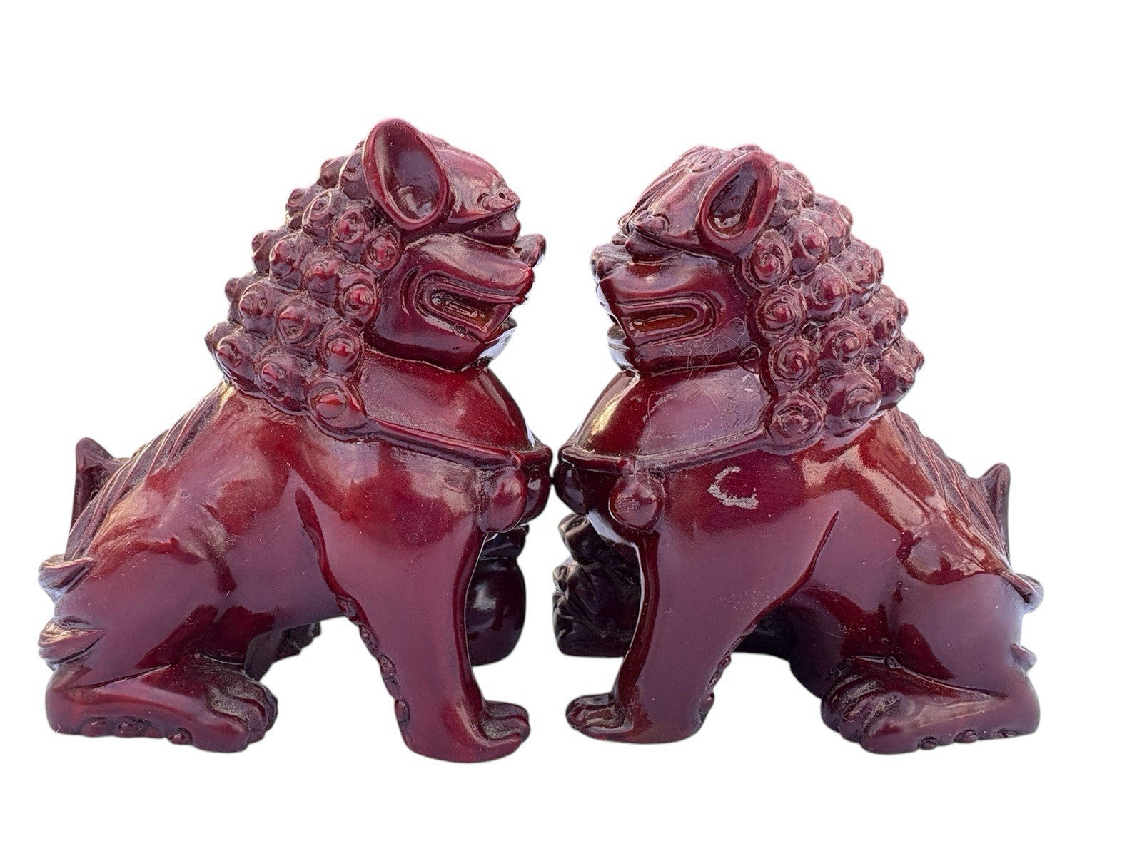 Vintage Red Resin FOO DOGS: Pair of Foo Dog.