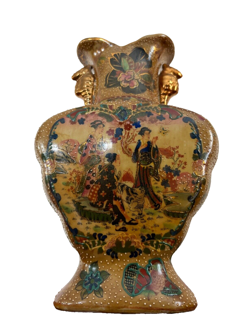 1920 10” Rare Vintage Royal Satsuma Hand Painted Vase 12 Inches