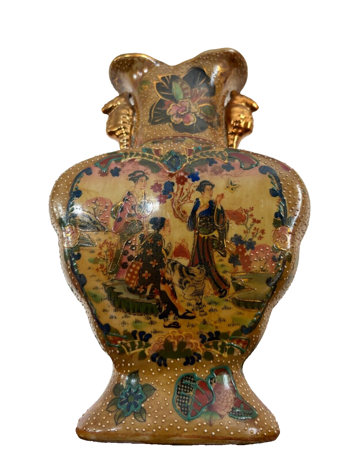 1920 10” Rare Vintage Royal Satsuma Hand Painted Vase 12 Inches