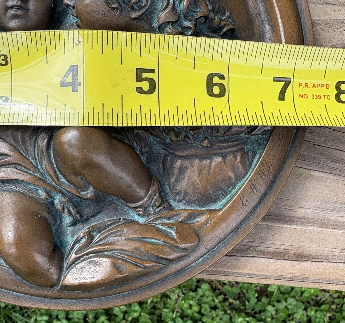 Antique Bronze Plaque Calmady Children Wyon After Lawrence Cherub Relief