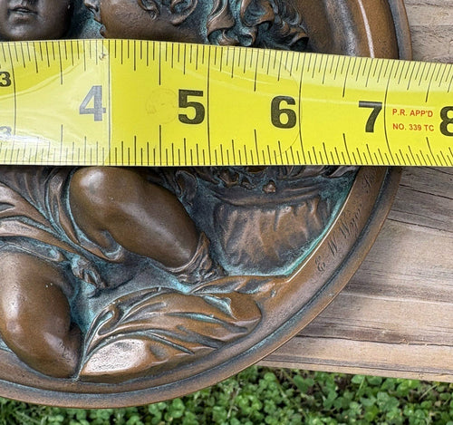 Antique Bronze Plaque Calmady Children Wyon After Lawrence Cherub Relief