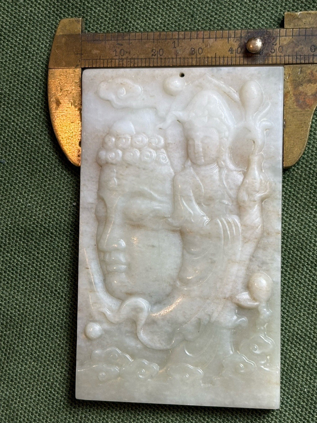 Antique Old Chinese Natural Jade Carved Double Sided Guan Yin 76 grams