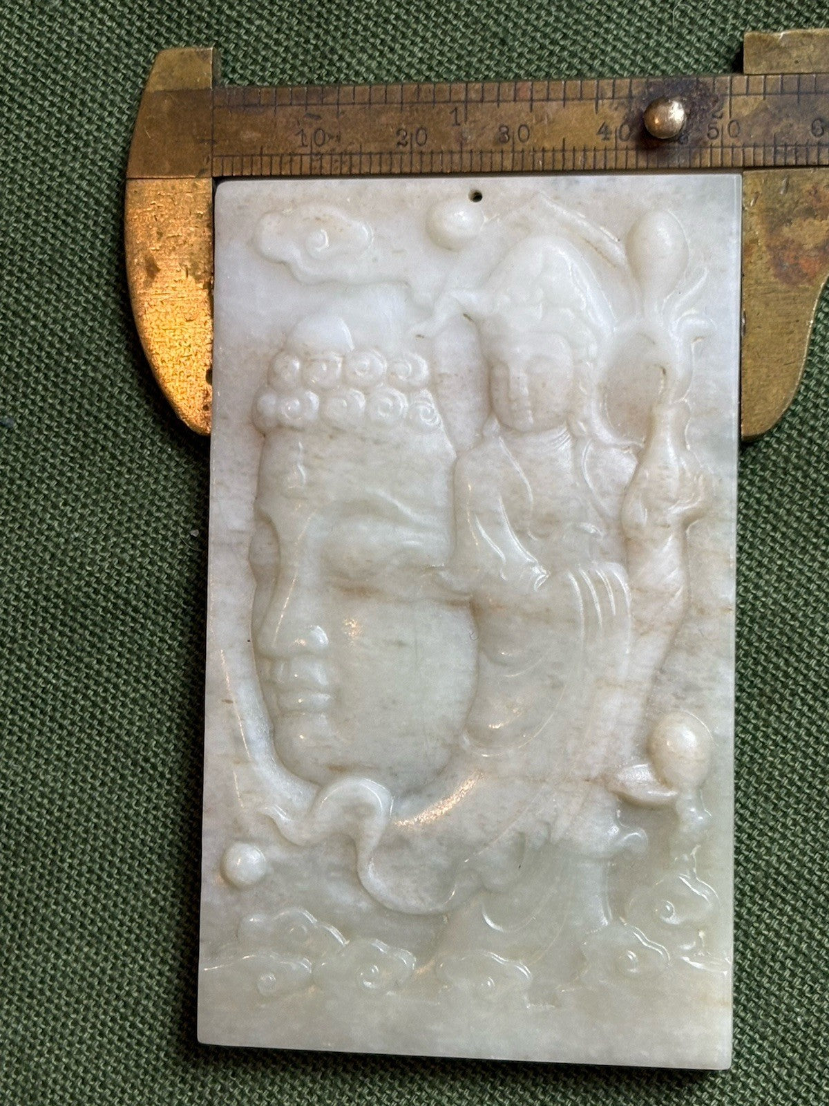 Antique Old Chinese Natural Jade Carved Double Sided Guan Yin 76 grams