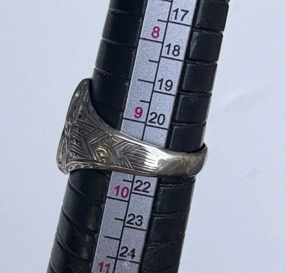 Vintage 10K WhiteGold Monogram Signet Ring 7.3g Size 9.5 Engraved Estate Jewelry