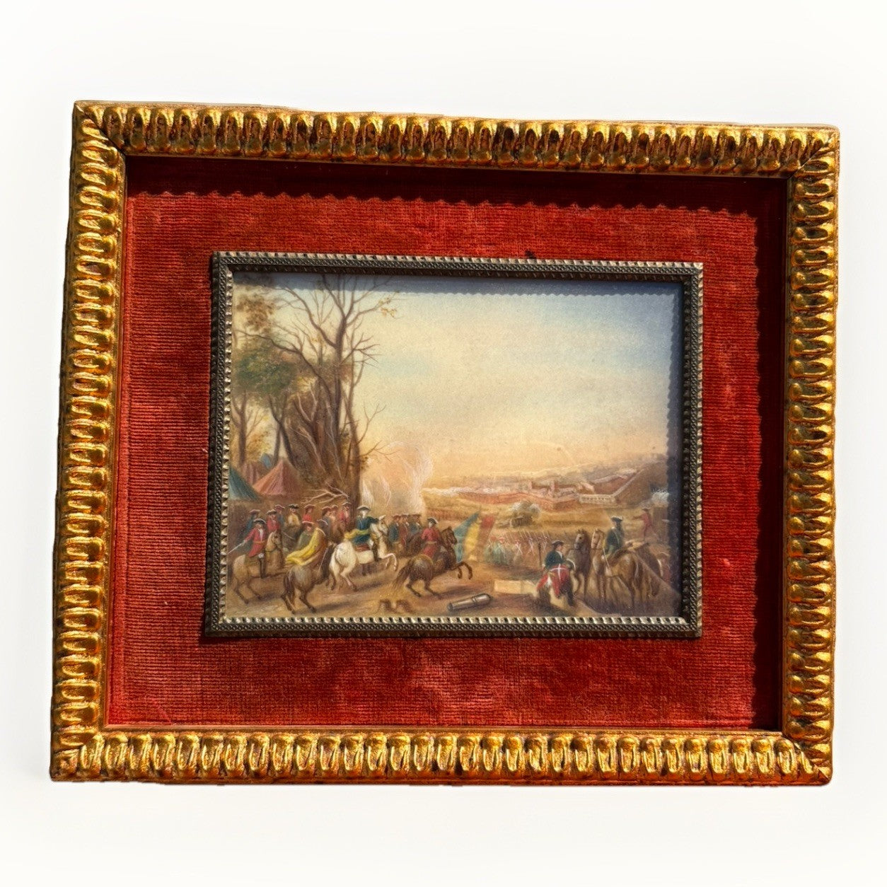 Miniature  Painting Equestrian Scene | Gilt Frame