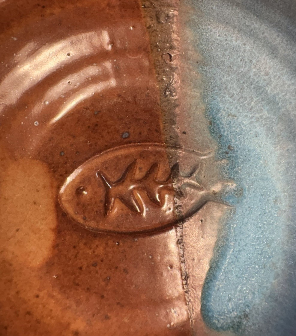 Signed Joel Edwards Studio Pottery Fish Bowls MCM Coastal Ceramic California
