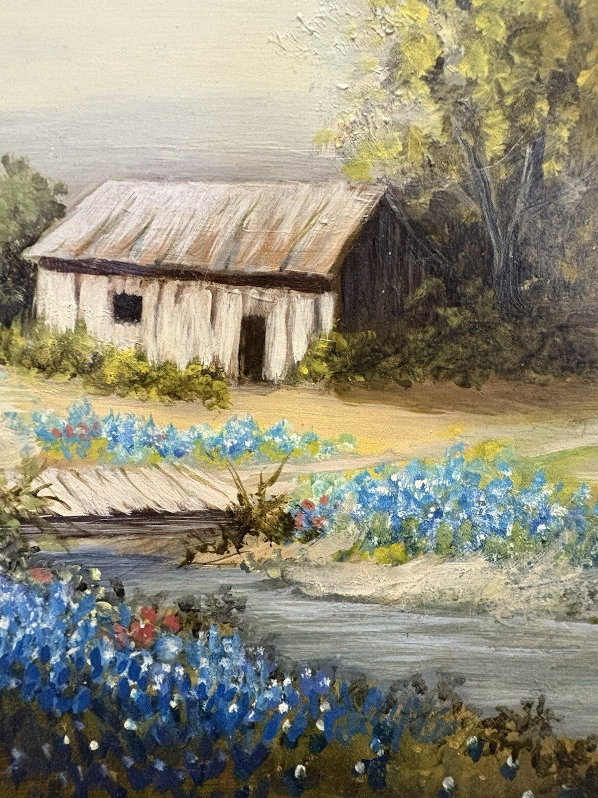 VINTAGE OIL CANVAS LANDSCAPE PAINTING SIGNED Lillian Brunner Hatterman