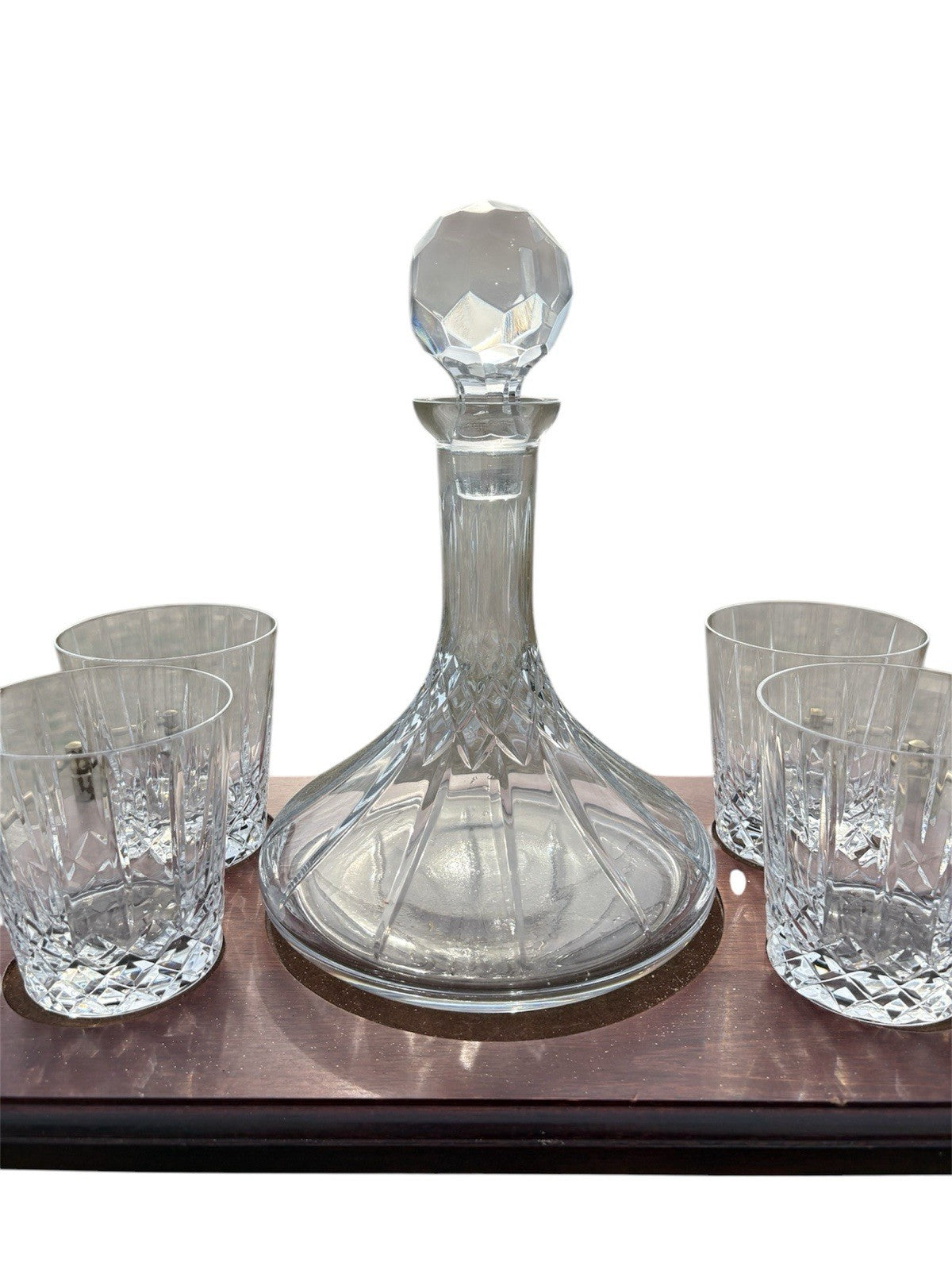 Wedgwood Decanter Set 4 Glasses Wood Tray Vintage