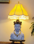Vintage Italian Porcelain Buddha Bust Lamp Gilded Crown Hollywood Regency