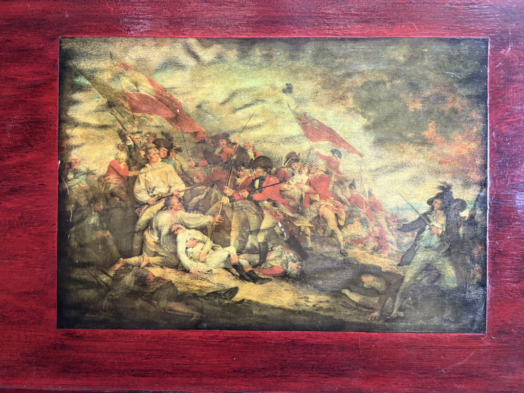 Vintage Battle of Bunker Hill By John Trumbull Wooden Large Tray 25” X 15”
