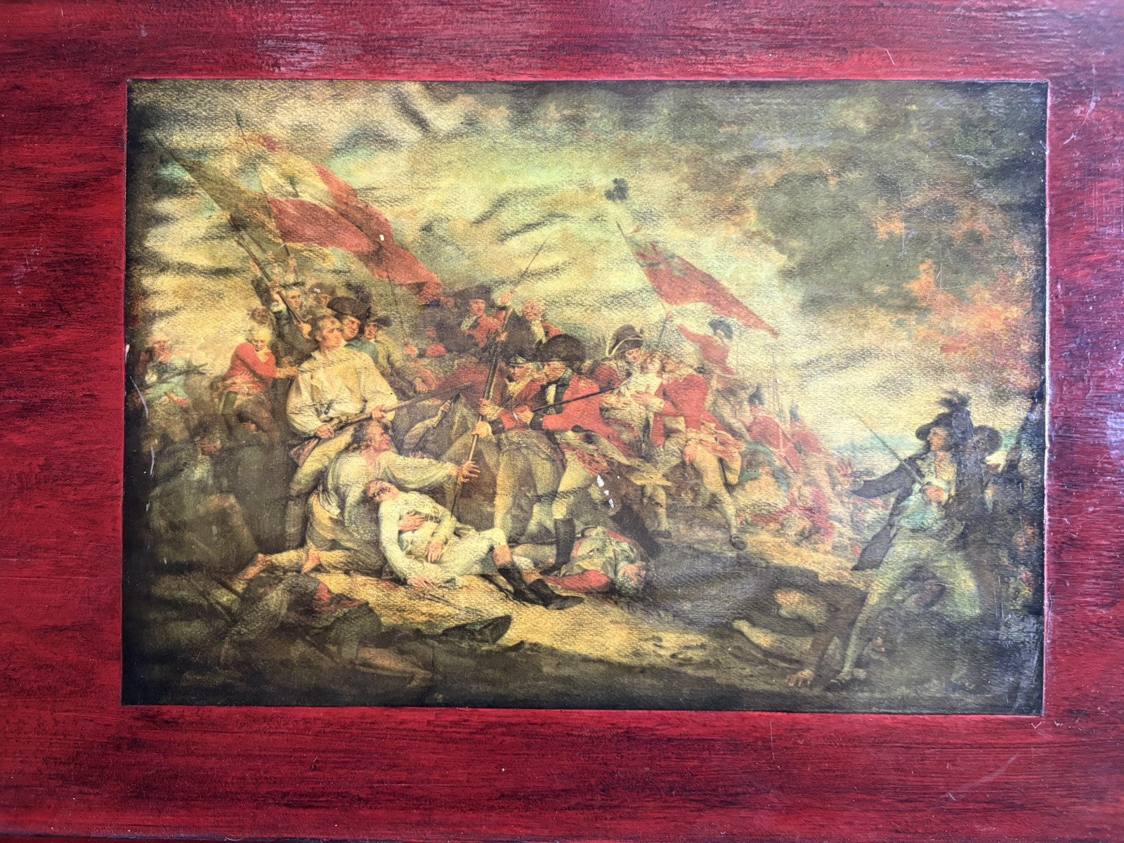 Vintage Battle of Bunker Hill By John Trumbull Wooden Large Tray 25” X 15”