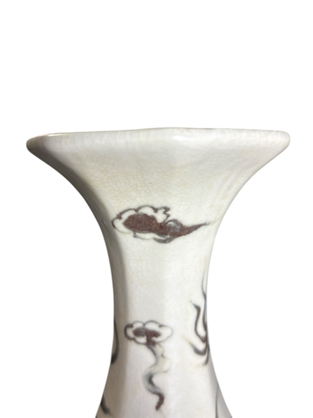 Pair 16” Chinese Brown Dragon Vases Yuan Style Crackle Glaze Republic Period