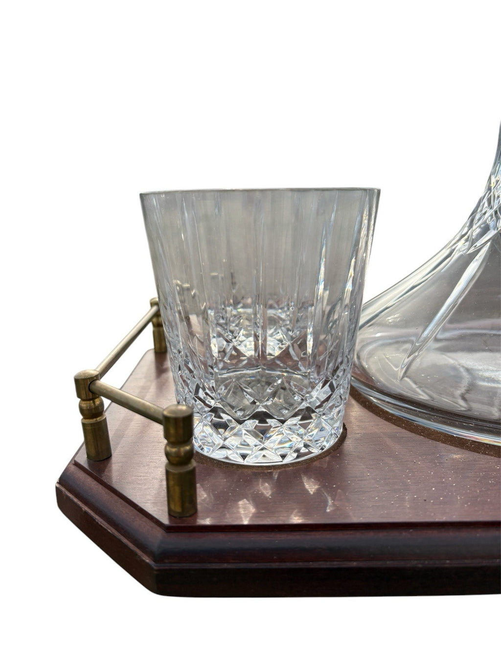 Wedgwood Decanter Set 4 Glasses Wood Tray Vintage