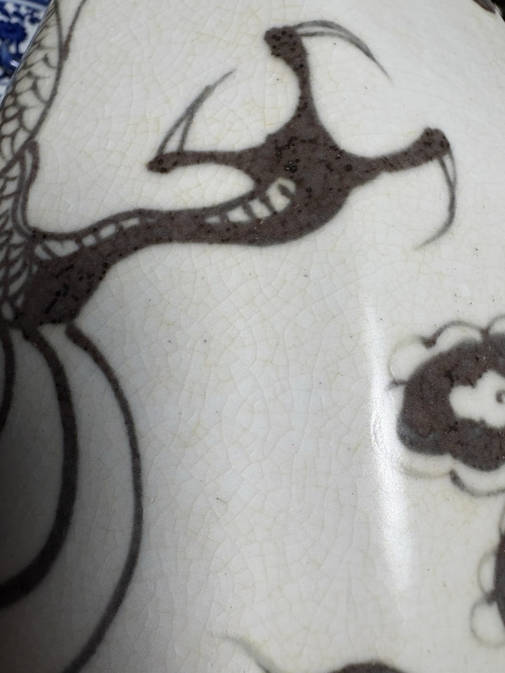 Pair 16” Chinese Brown Dragon Vases Yuan Style Crackle Glaze Republic Period
