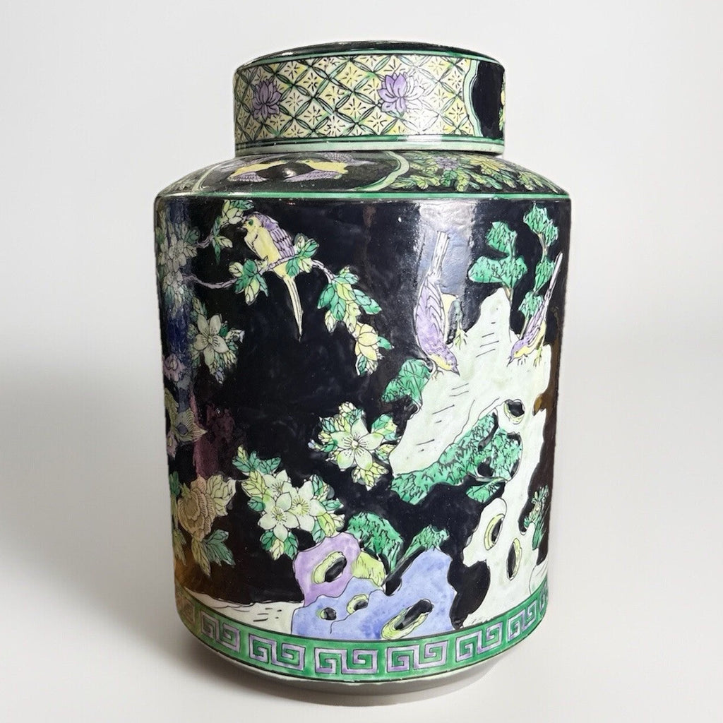 10” Antique Chinese Famille Noire Jar Vase Kangxi 御康熙製