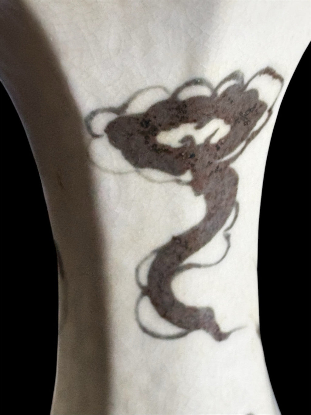 Pair 16” Chinese Brown Dragon Vases Yuan Style Crackle Glaze Republic Period