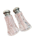 Vintage Cut Glass Salt & Pepper Shakers Sterling Silver Tops