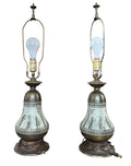 Antique Neoclassical Greek Bronze Pair Table Lamps 28”