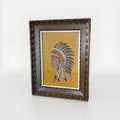 Needlepoint Handcrafted American Indian with Headdressframed Art  15”x 18”
