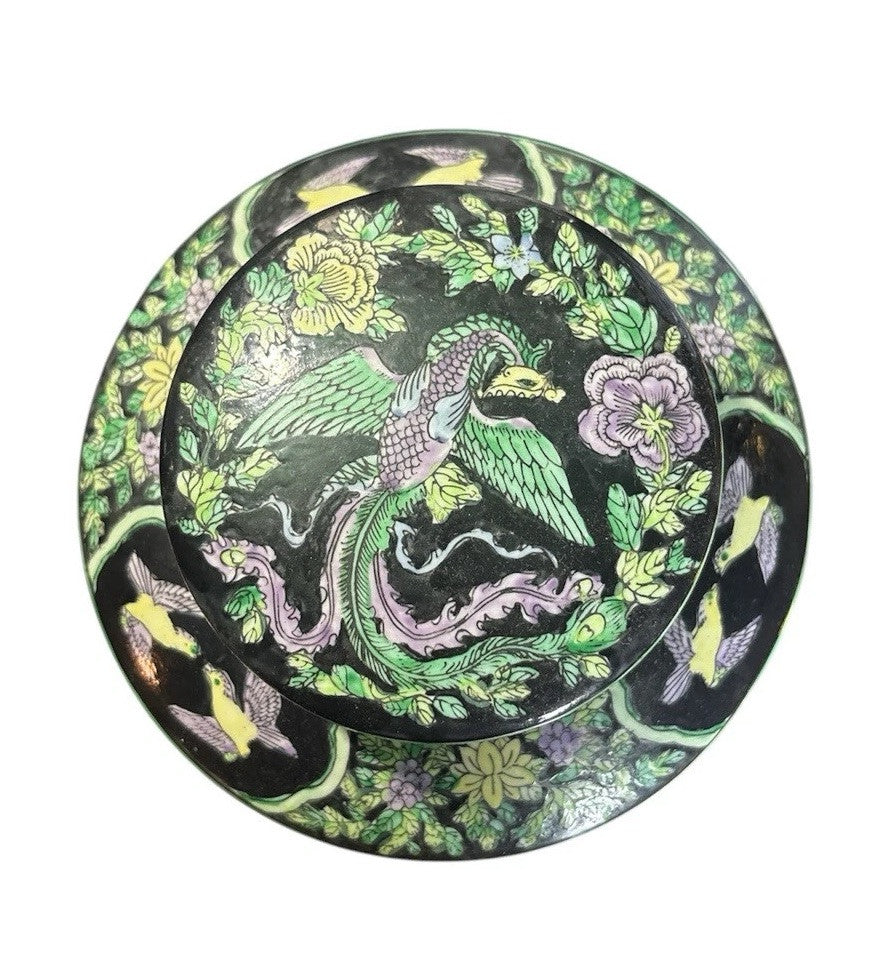 10” Antique Chinese Famille Noire Jar Vase Kangxi 御康熙製