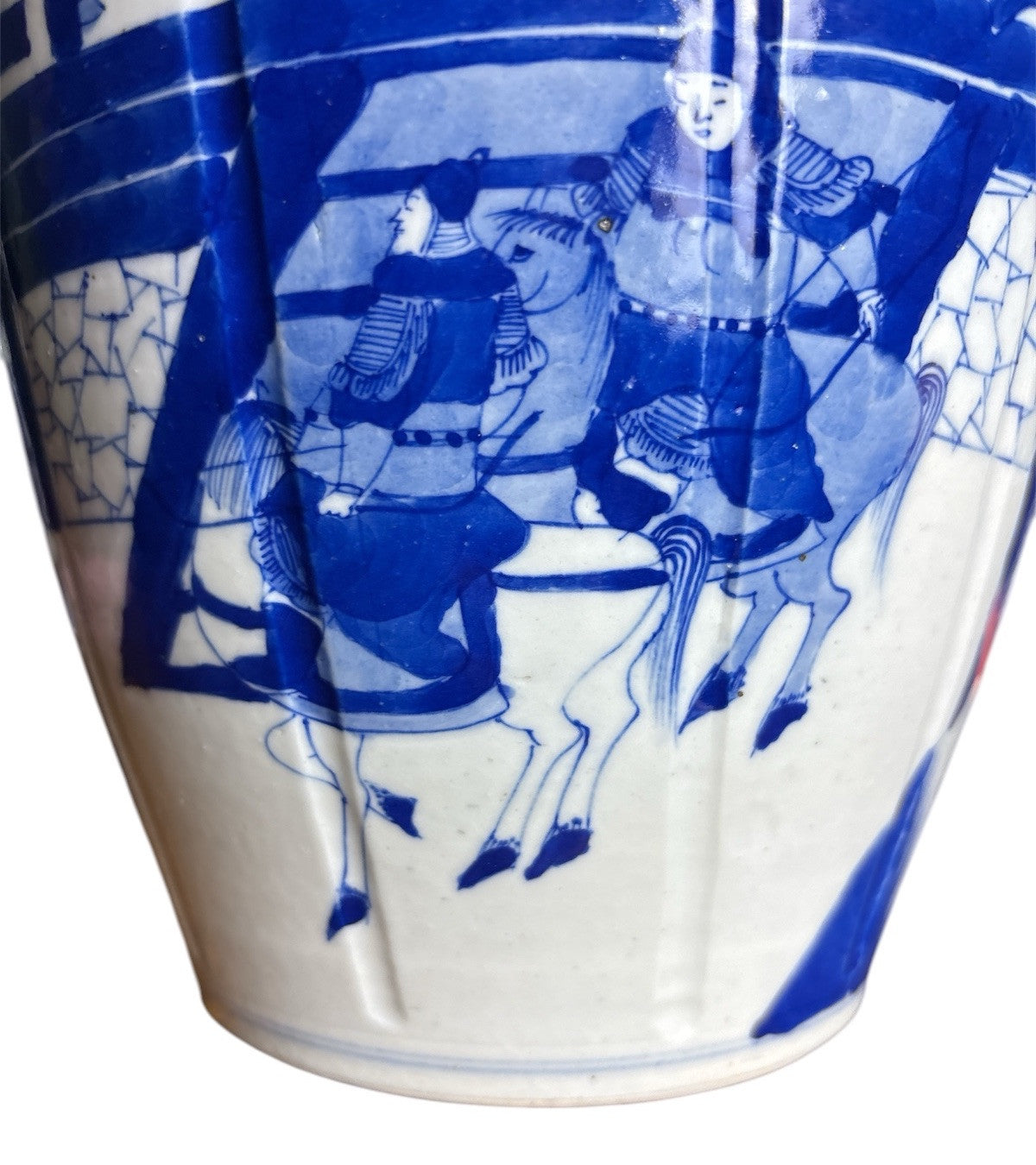 16” Antique Qing Revival Warrior Scene – Designer Chinoiserie Vase"