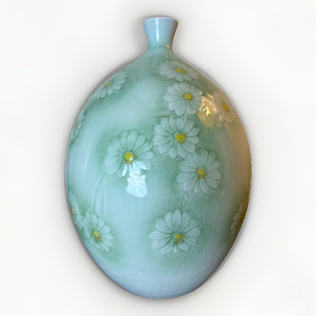 CELADON GREEN GLAZED Chinese Porcelain DAISY VASE 10”