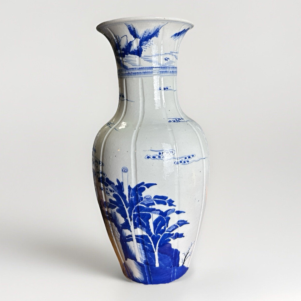 16” Antique Qing Revival Warrior Scene – Designer Chinoiserie Vase"