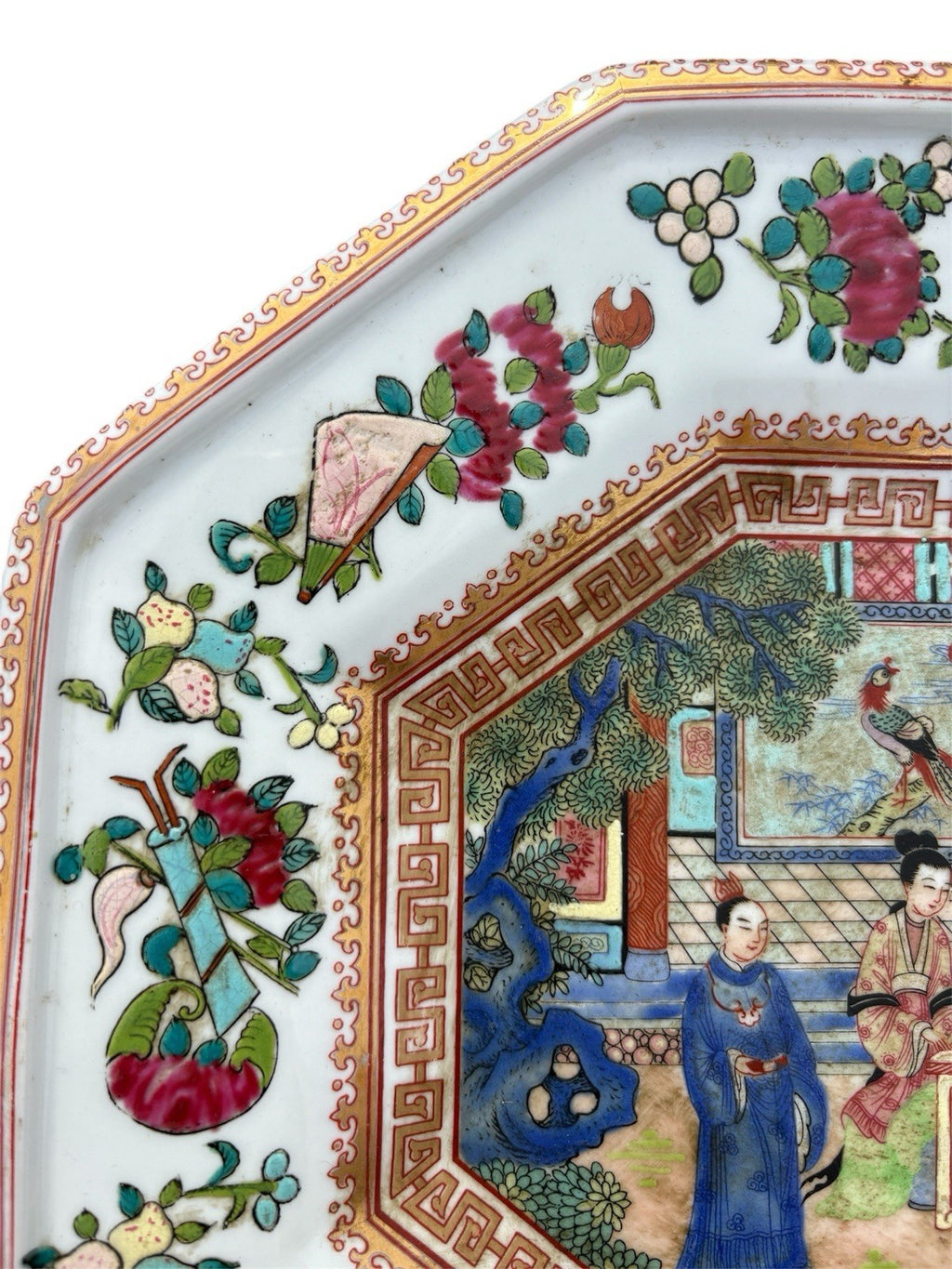 Large Antique Famille Rose Chinese Porcelain Plate