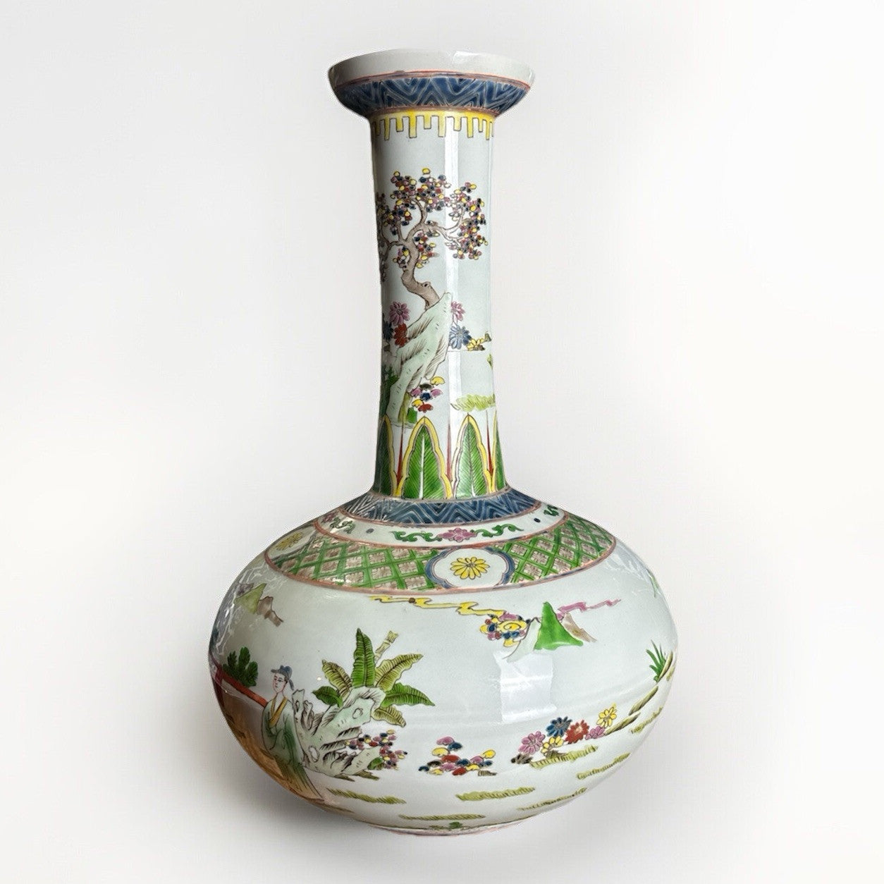 14” Chinese Famille Rose Porcelain Vase Yongzheng Mark Republic Period