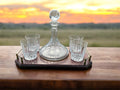 Wedgwood Decanter Set 4 Glasses Wood Tray Vintage
