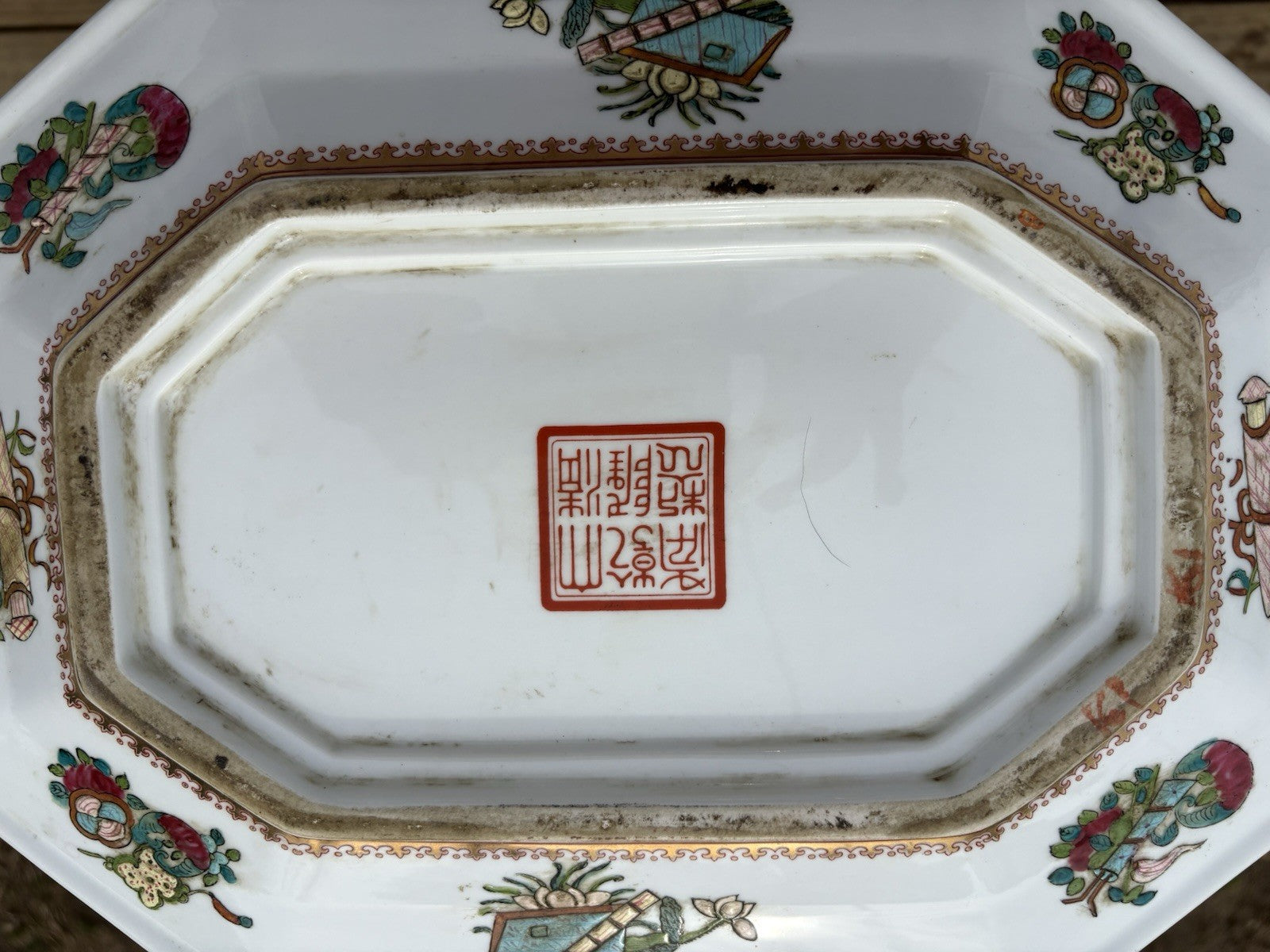 Large Antique Famille Rose Chinese Porcelain Plate
