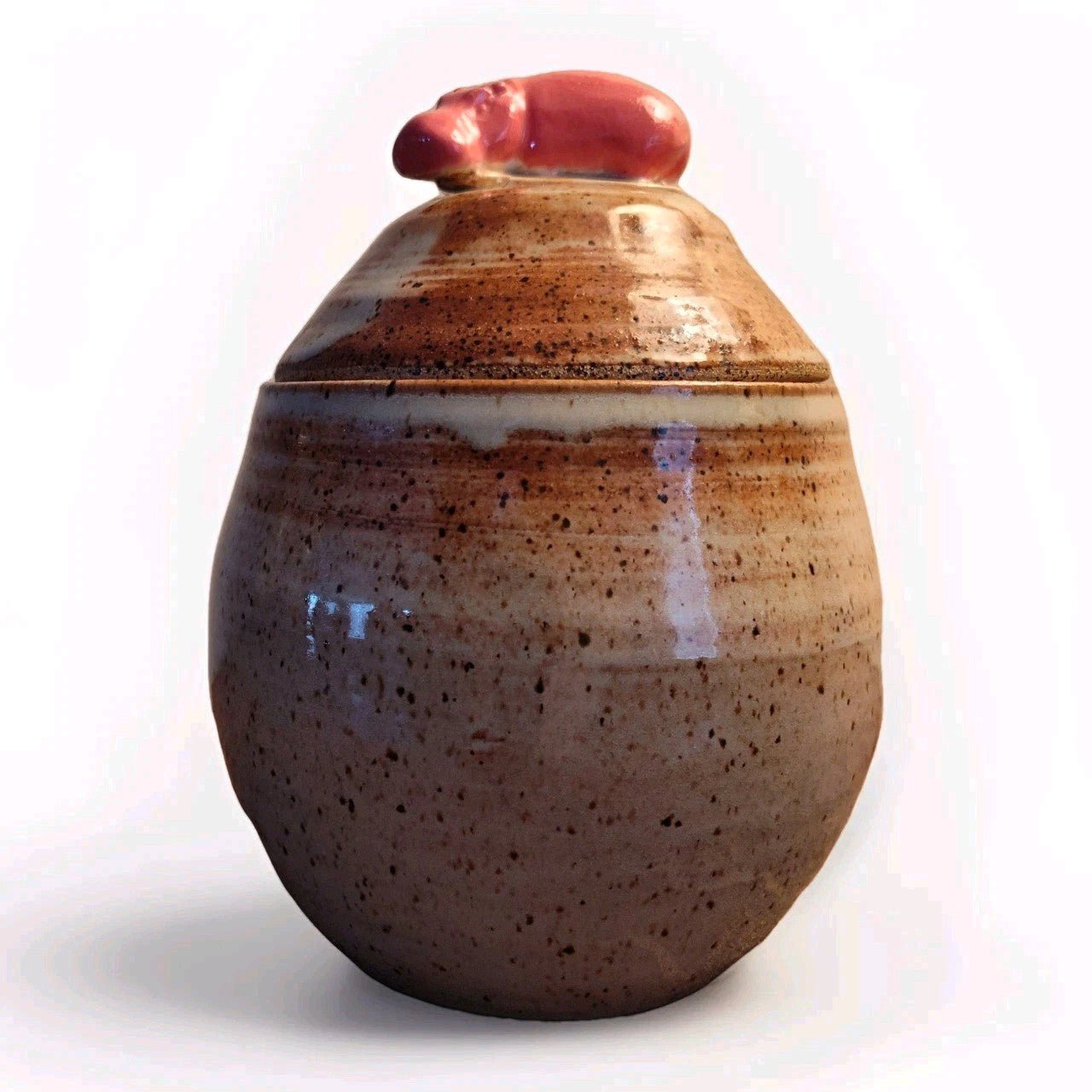 Vintage Handmade Pottery Jar With Hippo Lid Signed G Matias 7.5”