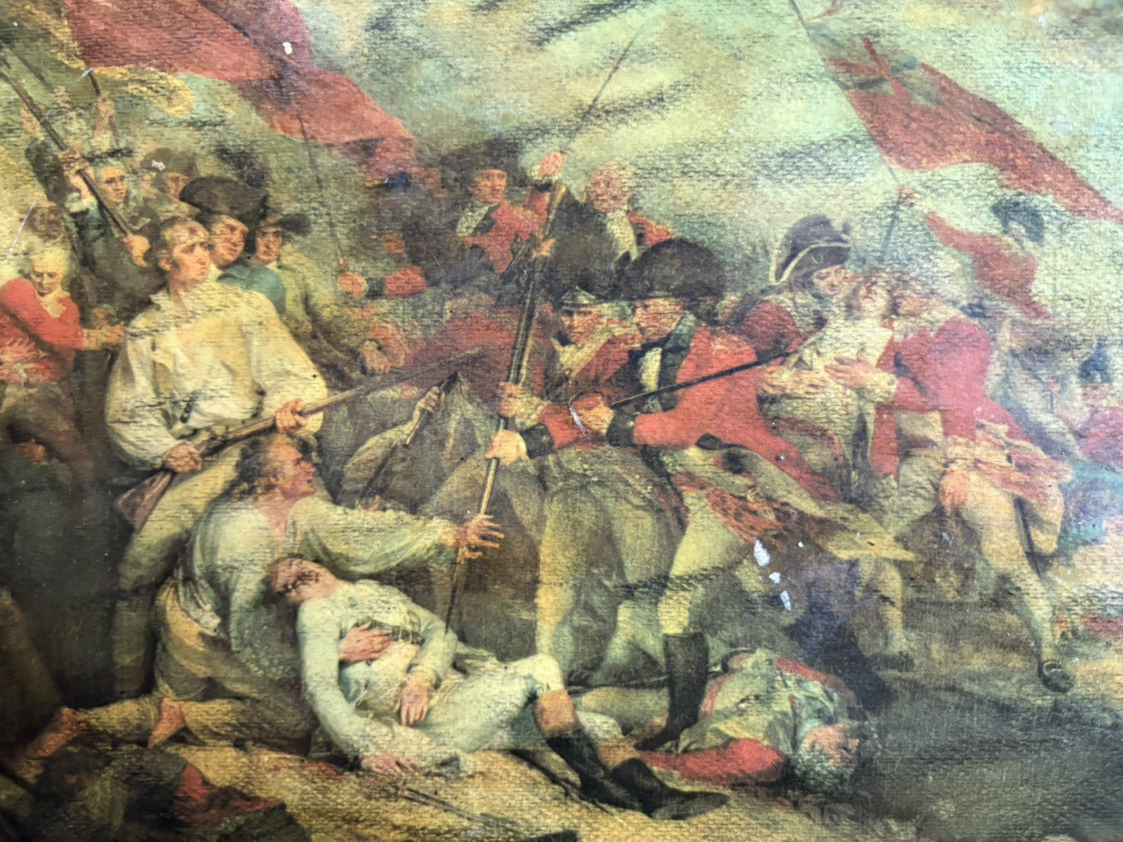 Vintage Battle of Bunker Hill By John Trumbull Wooden Large Tray 25” X 15”