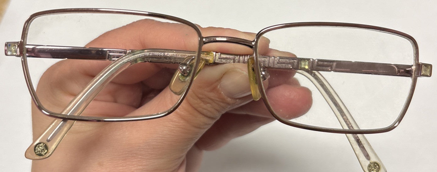 VERSACE 1150B 1056 RECTANGULAR DESIGNER FRAMES italy 51-16-135 ROSE GOLD Vintage