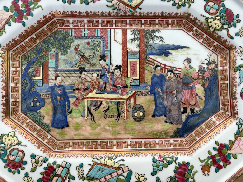 Large Antique Famille Rose Chinese Porcelain Plate