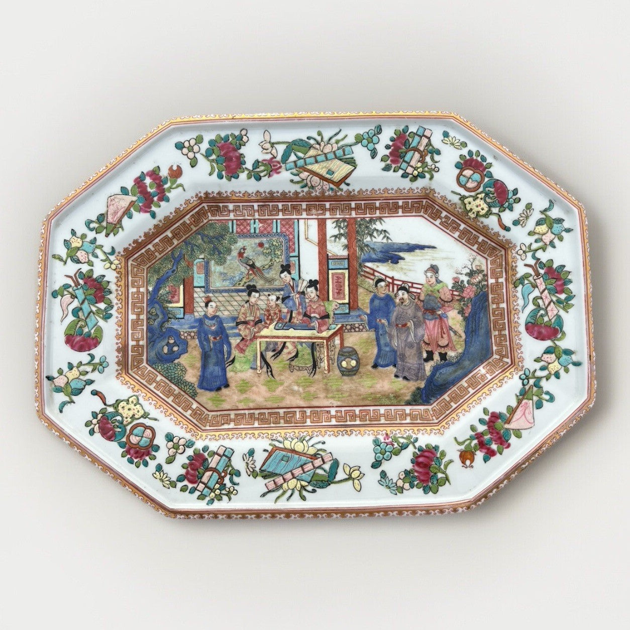 Large Antique Famille Rose Chinese Porcelain Plate